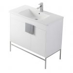 Shawbridge 36″ Modern Bathroom Vanity  White with Polished Chrome Hardware