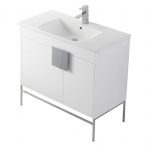 Shawbridge 36″ Modern Bathroom Vanity White with Polished Chrome Hardware