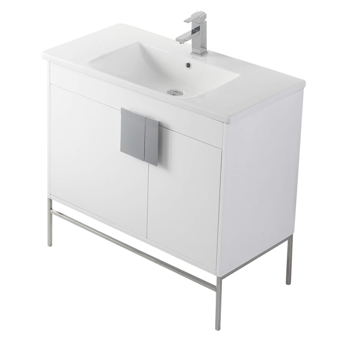 Shawbridge 36" Modern Bathroom Vanity  White with Polished Chrome Hardware