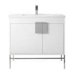 Shawbridge 36″ Modern Bathroom Vanity  White with Polished Chrome Hardware