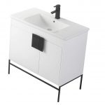 Shawbridge 36″ Modern Bathroom Vanity White with Black Hardware