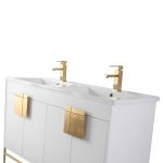 Shawbridge 48″ Modern Double Bathroom Vanity White with Satin Brass Hardware