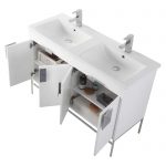 Shawbridge 48″ Modern Double Bathroom Vanity White with Polished Chrome Hardware