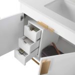 Shawbridge 60″ Modern Single Bathroom Vanity White with Satin Brass Hardware