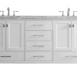 Eviva Aberdeen 84 In. Transitional White Bathroom Vanity With White Carrera Countertop