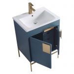 Shawbridge 24″ Modern Bathroom Vanity French Blue with Satin Brass Hardware