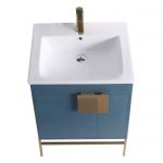 Shawbridge 24″ Modern Bathroom Vanity French Blue with Satin Brass Hardware