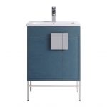 Shawbridge 24″ Modern Bathroom Vanity French Blue with Polished Chrome Hardware