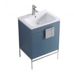 Shawbridge 24″ Modern Bathroom Vanity French Blue with Polished Chrome Hardware