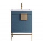 Shawbridge 24″ Modern Bathroom Vanity French Blue with Satin Brass Hardware