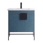Shawbridge 30″ Modern Bathroom Vanity French Blue with Black Hardware