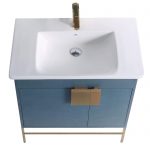 Shawbridge 30″ Modern Bathroom Vanity  French Blue with Satin Brass Hardware