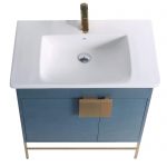 Shawbridge 30″ Modern Bathroom Vanity French Blue with Satin Brass Hardware
