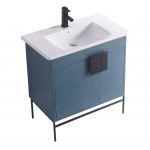 Shawbridge 30″ Modern Bathroom Vanity French Blue with Black Hardware