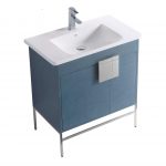 Shawbridge 30″ Modern Bathroom Vanity French Blue with Polished Chrome Hardware