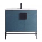 Shawbridge 36″ Modern Bathroom Vanity French Blue with Black Hardware