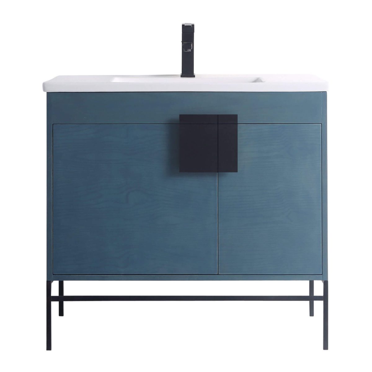 Shawbridge 36" Modern Bathroom Vanity  French Blue with Black Hardware