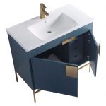 Shawbridge 36″ Modern Bathroom Vanity  French Blue with Satin Brass Hardware