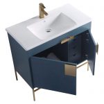 Shawbridge 36″ Modern Bathroom Vanity French Blue with Satin Brass Hardware