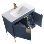 Shawbridge 36″ Modern Bathroom Vanity French Blue with Satin Brass Hardware