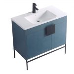 Shawbridge 36″ Modern Bathroom Vanity  French Blue with Black Hardware