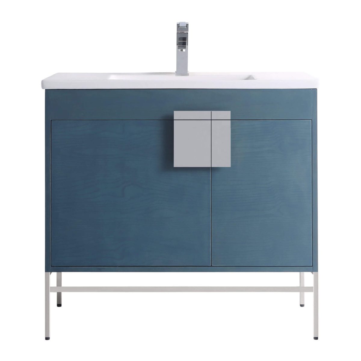 Shawbridge 36" Modern Bathroom Vanity  French Blue with Polished Chrome Hardware