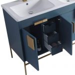 Shawbridge 48″ Modern Double Bathroom Vanity French Blue with Satin Brass Hardware