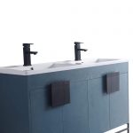 Shawbridge 48″ Modern Double Bathroom Vanity  French Blue with Black Hardware