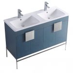 Shawbridge 48″ Modern Double Bathroom Vanity French Blue with Polished Chrome Hardware