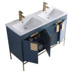 Shawbridge 48″ Modern Double Bathroom Vanity  French Blue with Satin Brass Hardware