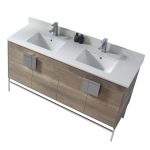 Shawbridge 60″ Modern Double Bathroom Vanity Shadow Gray with Polished Chrome Hardware