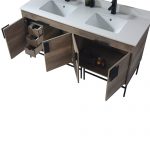 Shawbridge 60″ Modern Double Bathroom Vanity Shadow Gray with Polished Chrome Hardware