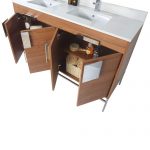 Shawbridge 60″ Modern Double Bathroom Vanity Spicy Walnut with Chrome Hardware