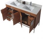 Shawbridge 60″ Modern Double Bathroom Vanity Spicy Walnut with Chrome Hardware