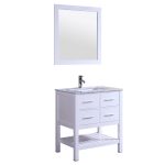 Eviva Natalie 30 inch White Bathroom Vanity with White Jazz Marble Counter-Top