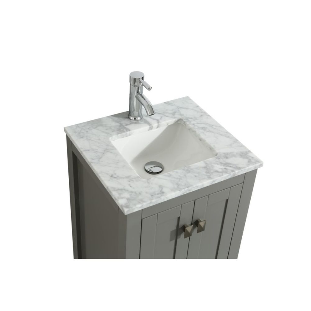 Eviva London 20 In. Transitional Gray Bathroom Vanity with White Carrara Top