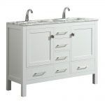 Eviva London 48 In. Transitional White Double Bathroom Vanity with White Carrara Marble Countertop