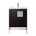 Shawbridge 24″ Modern Bathroom Vanity Black Oak Straight Grain with Polished Chrome Hardware