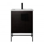 Shawbridge 24″ Modern Bathroom Vanity Black Oak Straight Grain with Black Hardware
