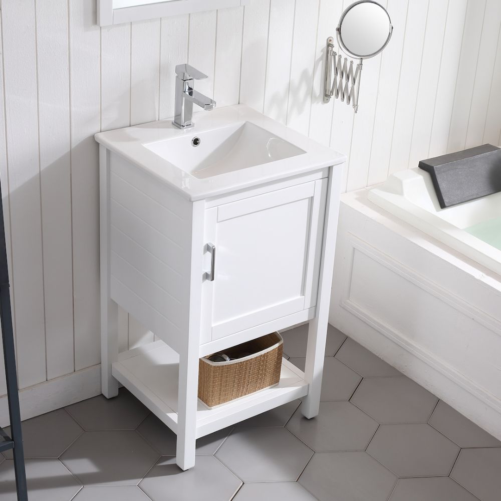 Lucca Modern 20" Bathroom Vanity Set with Mirror Matte White