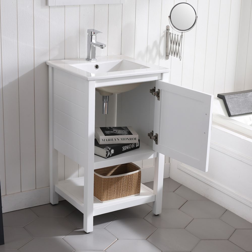 Lucca Modern 20" Bathroom Vanity Set with Mirror Matte White