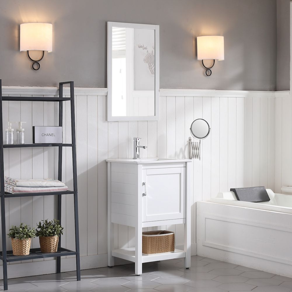 Lucca Modern 20" Bathroom Vanity Set with Mirror Matte White