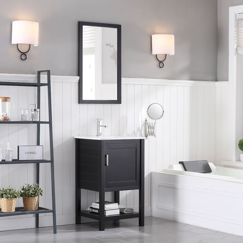 Lucca Modern 20" Bathroom Vanity Set with Mirror Espresso