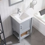 Lucca Modern 20″ Bathroom Vanity Set with Mirror Metal Gray