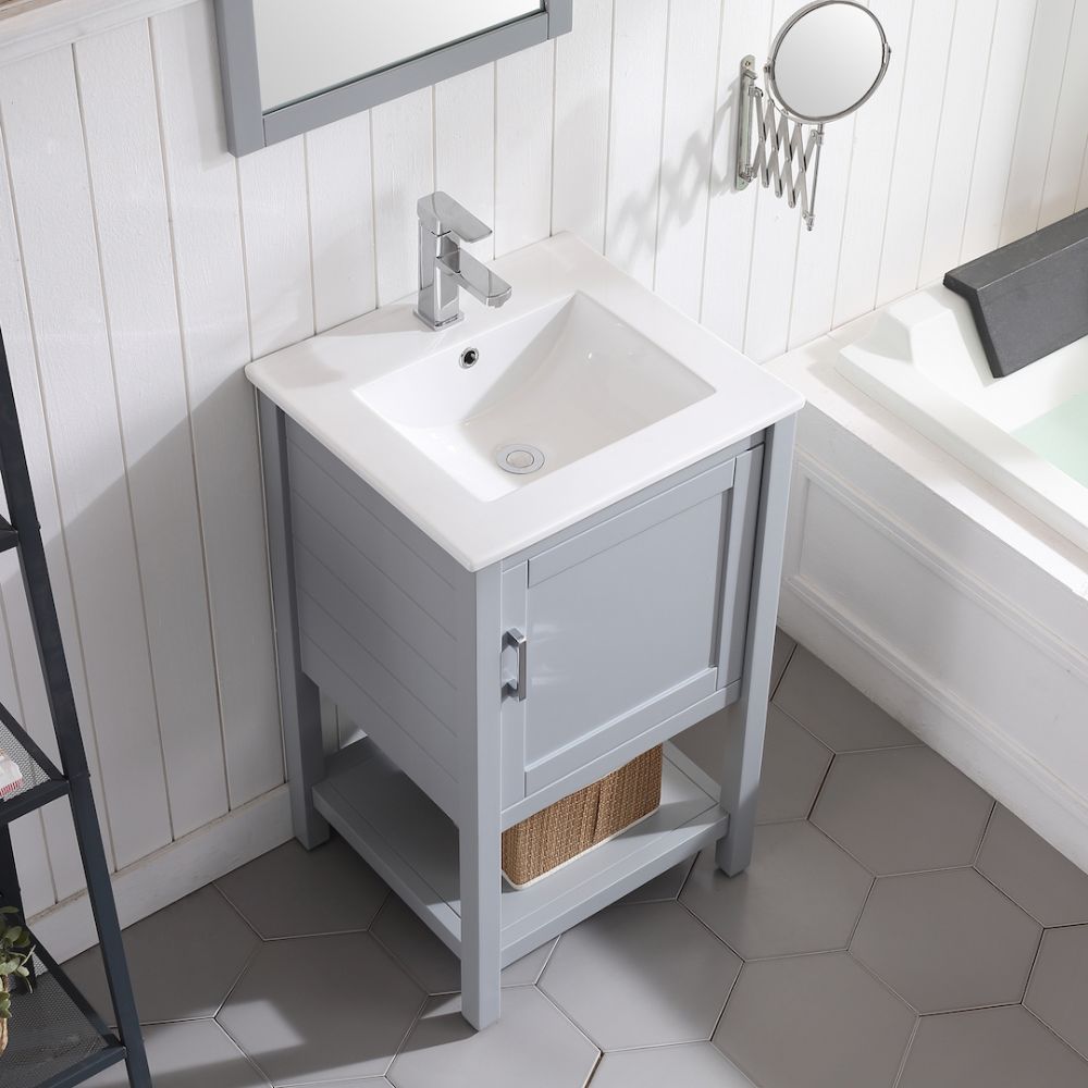 Lucca Modern 20" Bathroom Vanity Set with Mirror Metal Gray