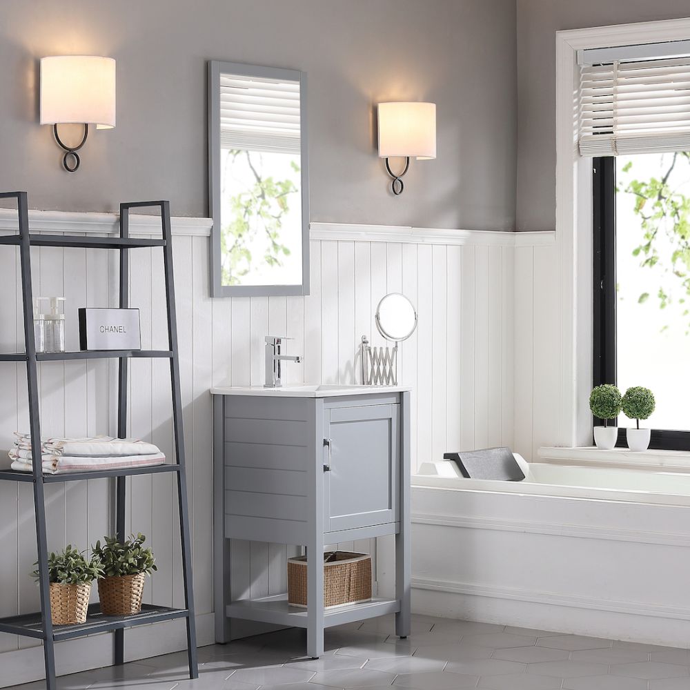 Lucca Modern 20" Bathroom Vanity Set with Mirror Metal Gray