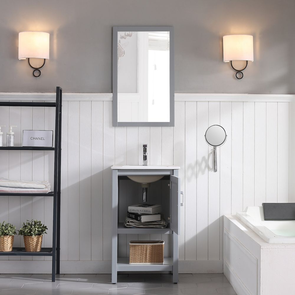 Lucca Modern 20" Bathroom Vanity Set with Mirror Metal Gray