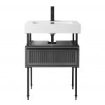 Dakota 24″ Modern Bathroom Vanity Rock Gray with Black Hardware