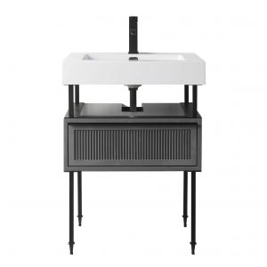 Dakota 24" Modern Bathroom Vanity  Rock Gray with Black Hardware