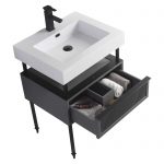 Dakota 24″ Modern Bathroom Vanity Rock Gray with Black Hardware